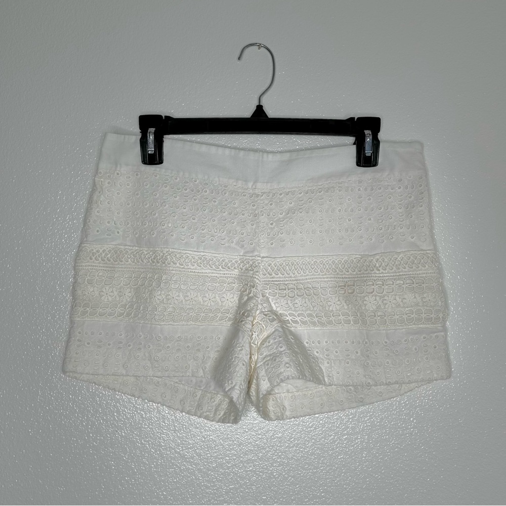 LOFT Womens White Crochet Lace The Riviera Shorts Size 4